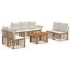 vidaXL Set Divano da Giardino 8 pz Naturale e Bianco Crema polyrattan