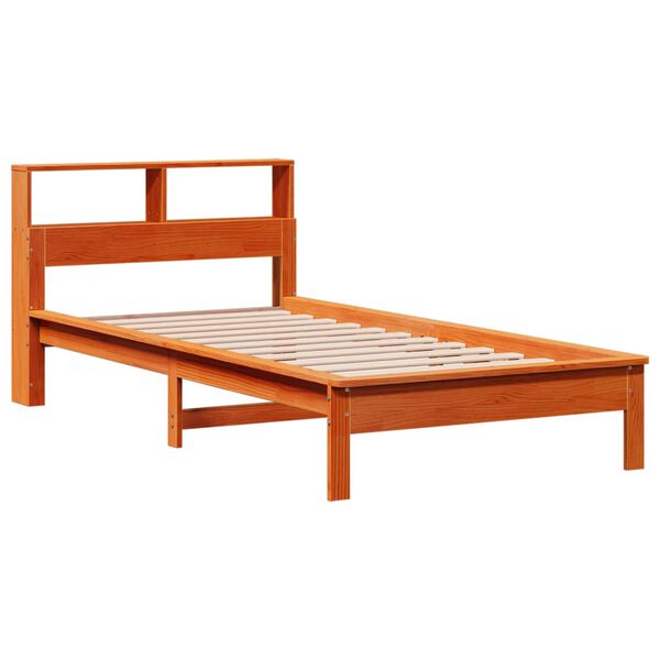 vidaXL Letto Libreria senza Materasso Marrone Cera 90x190 cm in Pino