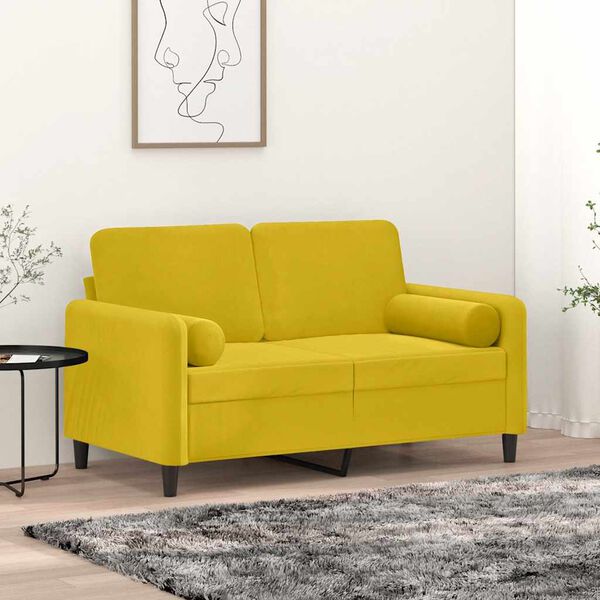 vidaXL Cuscini Decorativi 2 pz Giallo Ø15x50 cm in Velluto