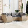 vidaXL Set Divano da Giardino 6 pz con Cuscini Beige in Polyrattan