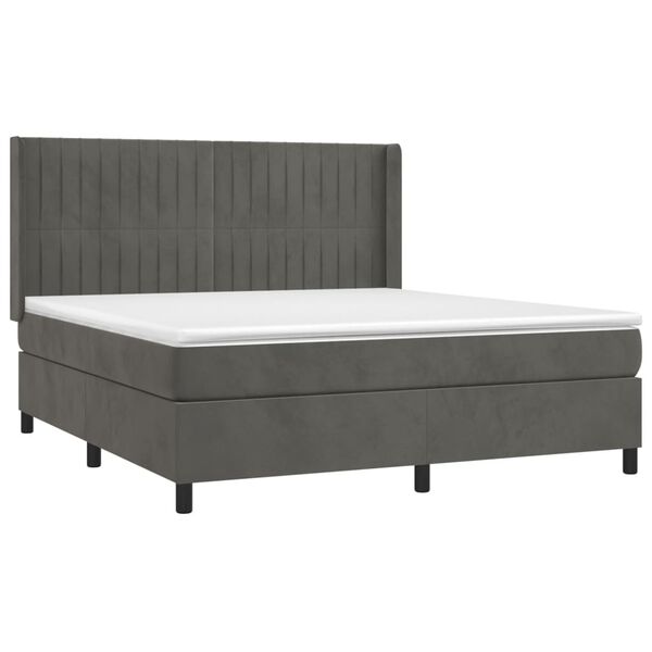 vidaXL Letto a Molle con Materasso e LED Grigio Scuro 180x200 cm