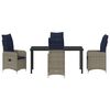 vidaXL Set di tavolo e sedie con cuscino 5 pcs Grigio Rattan in PE