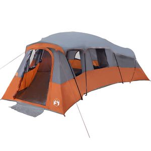 vidaXL Tenda Familiare 20 persona Grigio e arancione taffet&agrave;