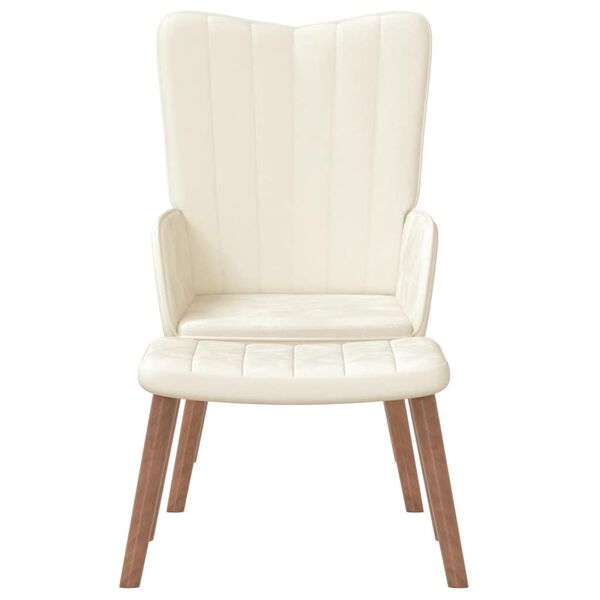 vidaXL Poltrona Relax con Poggiapiedi Bianco Crema in Velluto