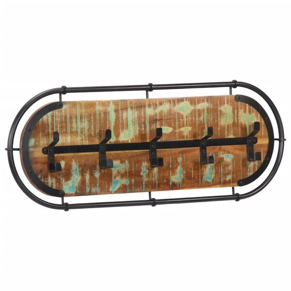 vidaXL Appendiabiti da Parete con 5 Ganci in Legno Massello Recupero