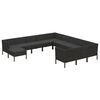 vidaXL Set Divani da Giardino 12 pz con Cuscini in Polyrattan Nero