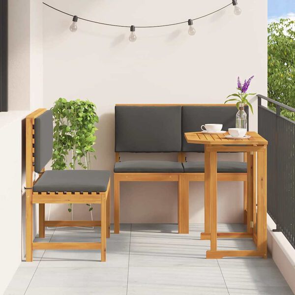 vidaXL Set Bistro da Giardino 3 pcs Marrone legno massello di acacia