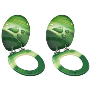 vidaXL Tavolette WC Chiusura Ammortizzata 2pz MDF Verde Goccia d'Acqua