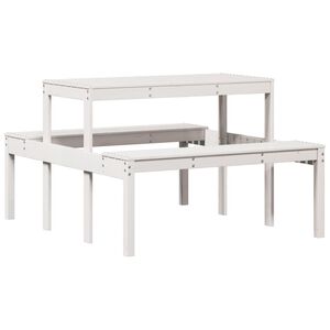 vidaXL Tavolo da Picnic Bianco 110x134x75 cm in Legno Massello di Pino