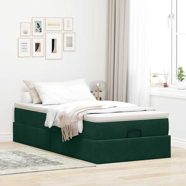 vidaXL Struttura Letto Pouf con Materasso 90x190 cm in Velluto