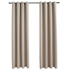 vidaXL Tende Oscuranti con Anelli in Metallo 2 pz Beige 140x245 cm