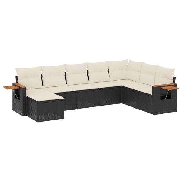 vidaXL Set Divani da Giardino con Cuscini 8 pz Nero in Polyrattan