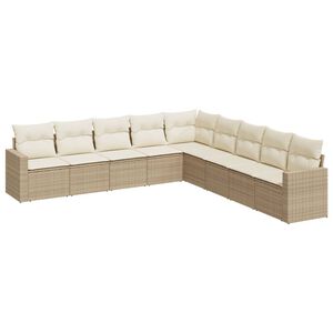 vidaXL Set Divano da Giardino 9 pz con Cuscini Beige in Polyrattan