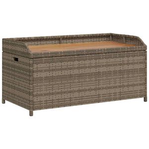vidaXL Panca Portaoggetti Giardino Grigia 100x50x52 Polyrattan Acacia