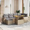 vidaXL Set Divani da Giardino 7 pz con Cuscini Beige in Polyrattan