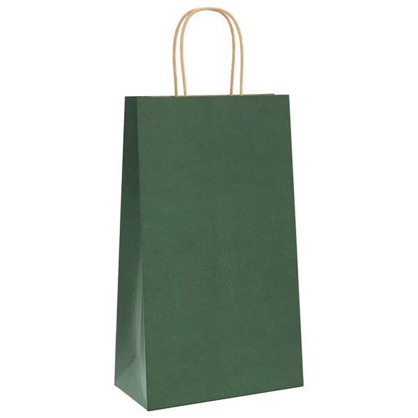 vidaXL Sacchetti di Carta 50 pz con Manici Verdi 21x11x36 cm