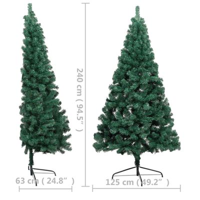 vidaXL Albero Natale Metà Preilluminato con Supporto Verde 240 cm PVC