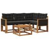 vidaXL Set di divani da esterno con cuscino 5 pcs Naturale e Nero