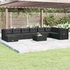 vidaXL Set Salotto da Giardino con Cuscini 9pz Nero in Polyrattan