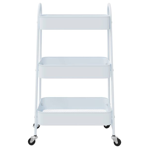 vidaXL Carrello Portaoggetti a 3 Ripiani Bianco 42x41,5x77 cm Acciaio