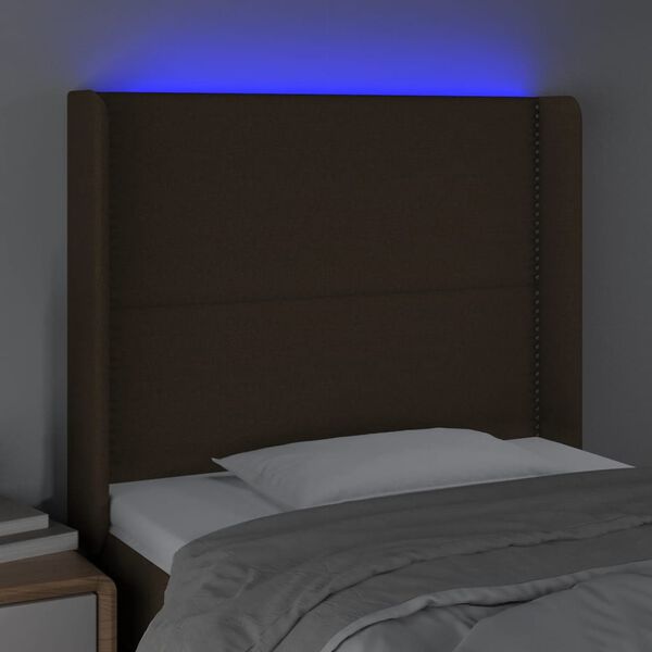 vidaXL Testiera a LED Marrone Scuro 83x16x118/128 cm in Tessuto