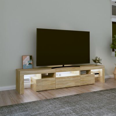 vidaXL Mobile Porta TV con Luci LED Rovere Sonoma 200x36,5x40 cm