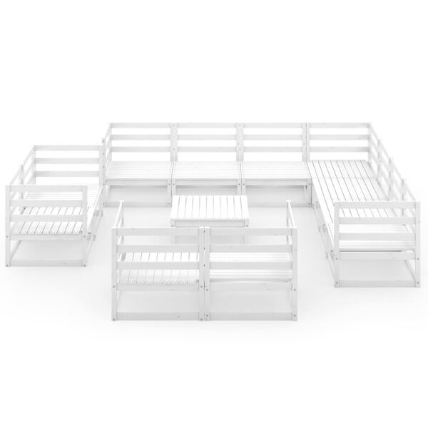 vidaXL Set Divani da Giardino 12 pz Bianco in Legno Massello di Pino