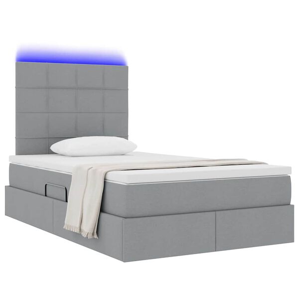 vidaXL Letto con contenitore e LED con led Grigio chiaro 120 x 190 cm