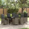 vidaXL Set da Pranzo per Giardino con cuscino 7 pcs Grigio polyrattan