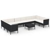 vidaXL Set Divani da Giardino 11 pz con Cuscini in Polyrattan Nero