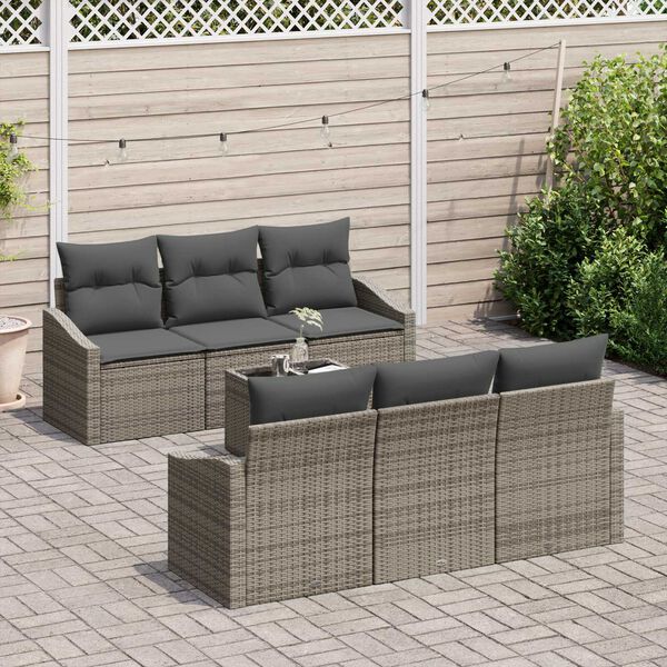 vidaXL Set di divani con cuscino con cuscino 7 pcs Grigio polyrattan