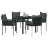 vidaXL Set da Pranzo per Giardino 5 pcs Nero e Grigio Rattan in PE