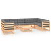 vidaXL Set Salotto Giardino 10pz Cuscini Antracite Legno Massello Pino