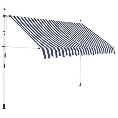 vidaXL Tenda da Sole Retrattile Manuale 250 cm a Strisce Blu e Bianche