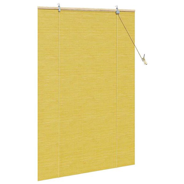 vidaXL Tenda a rullo con tende Giallo 110 x 160 cm Bamb&ugrave;