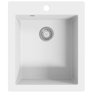 vidaXL Lavandino Cucina Granito 1 Lavello ad Incasso Bianco