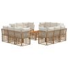 vidaXL Set Divano da Giardino 13 pz Naturale e Bianco Crema polyrattan