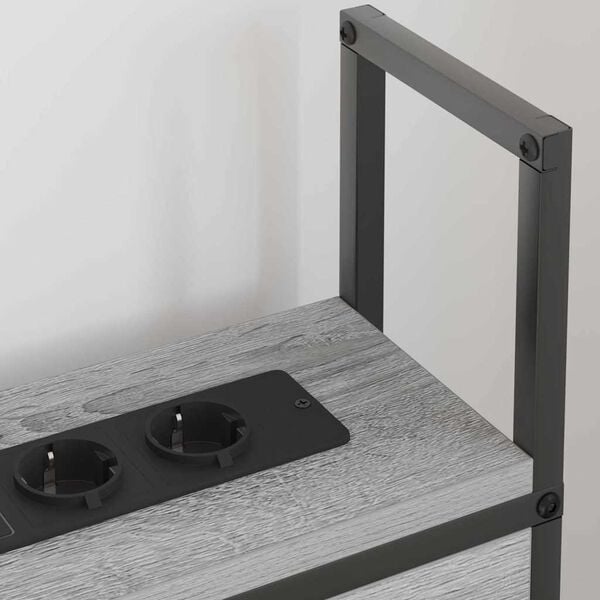 vidaXL Testiera con Stazione di Carica e Storage Grigio sonoma