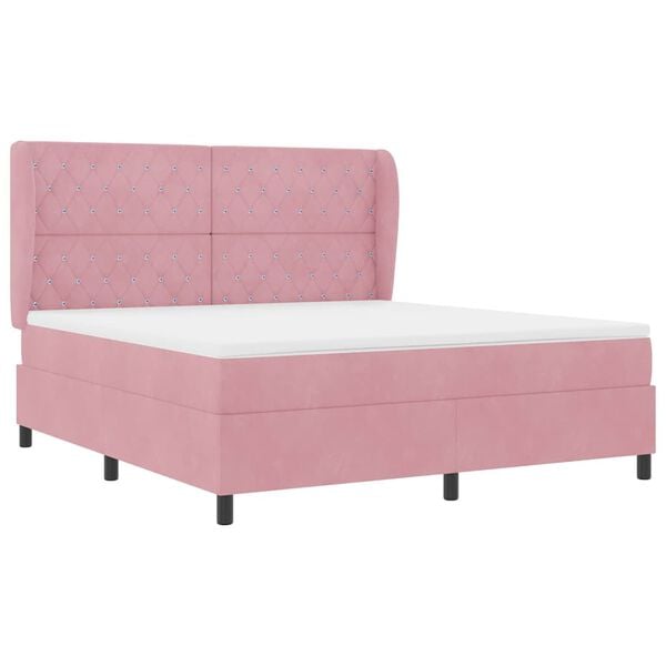 vidaXL Letto a molle con materasso Rosa 200 x 180 cm Poliestere