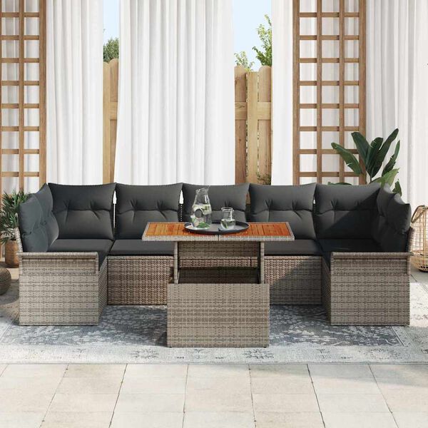 vidaXL Set Divano da Giardino 8 pcs Grigio Poly Rattan
