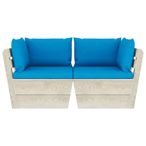 vidaXL Divano da Giardino a 2 Posti su Pallet con Cuscini Legno Abete