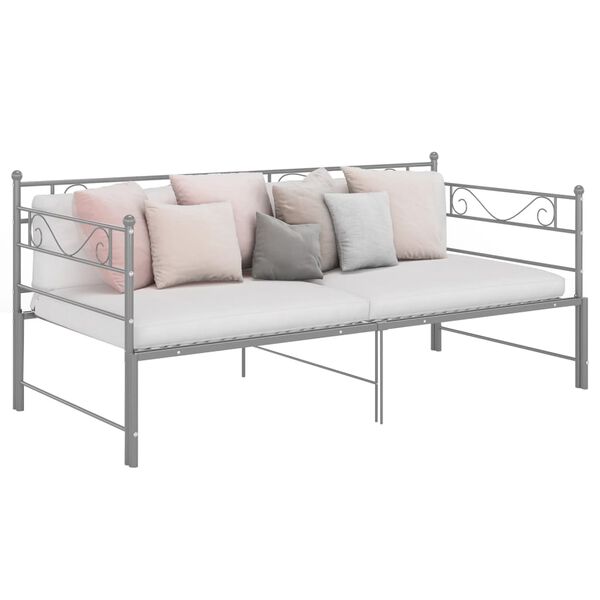 vidaXL Telaio Divano Letto Estraibile Grigio in Metallo 90x200 cm