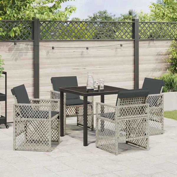 vidaXL Set da Pranzo per Giardino 5 pcs Grigio chiaro polyrattan