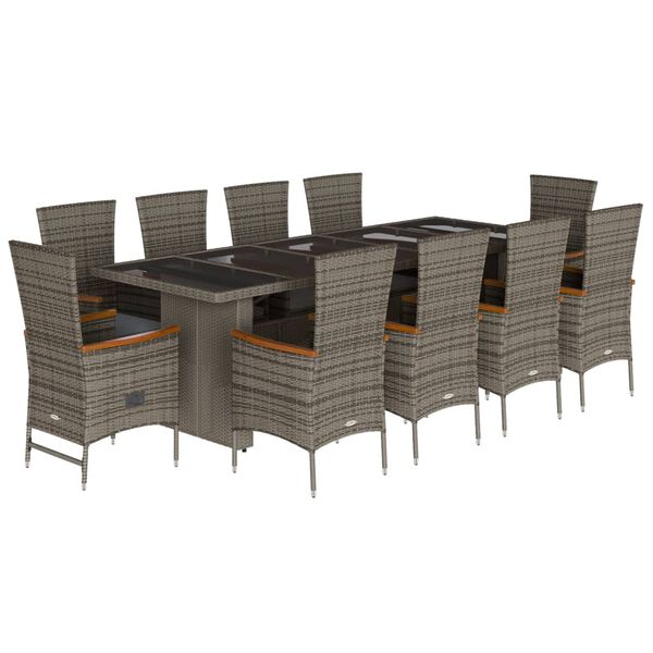 vidaXL Set da Pranzo da Giardino 11pz con Cuscini in Polyrattan Grigio