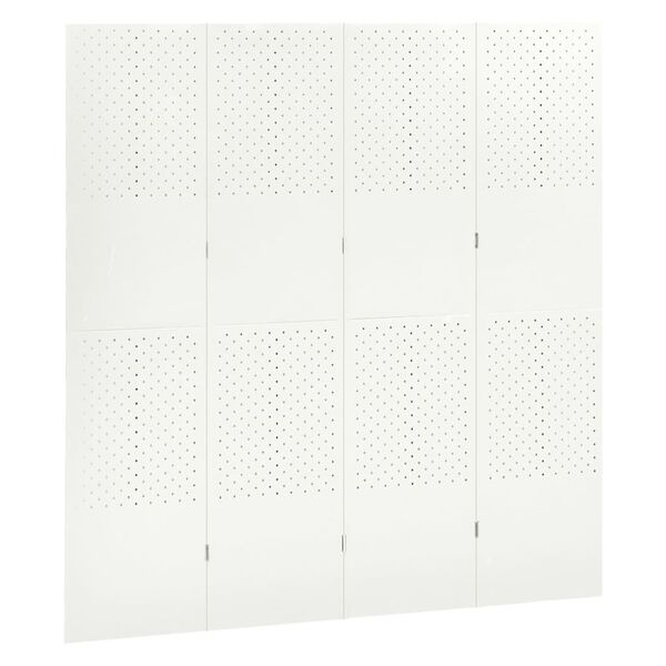 vidaXL Paravento a 4 Pannelli 2 pz Bianco 160x180 cm in Acciaio