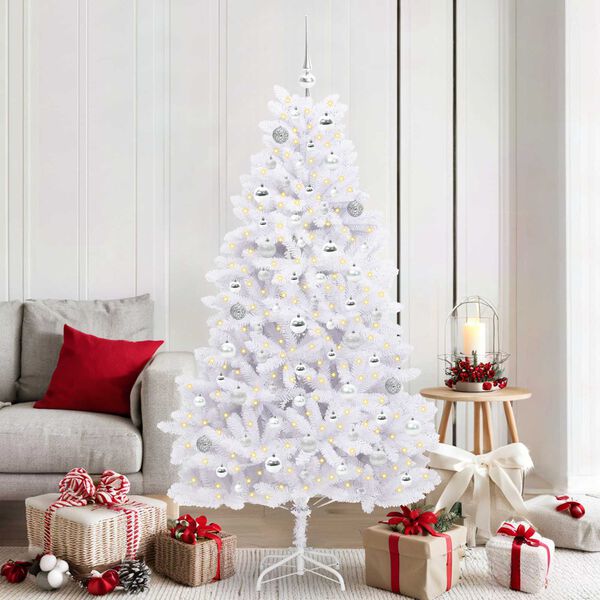 vidaXL Albero di Natale Artificiale con Rami Pieghevoli Bianco 180 cm