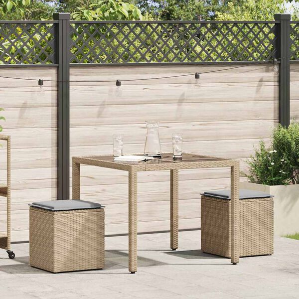 vidaXL Sgabelli Giardino con Cuscini 4pz Beige 40x40x43 cm Polyrattan