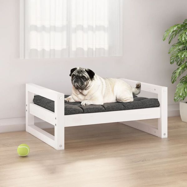 vidaXL Cuccia per Cani Bianca 65,5x50,5x28cm in Legno Massello di Pino