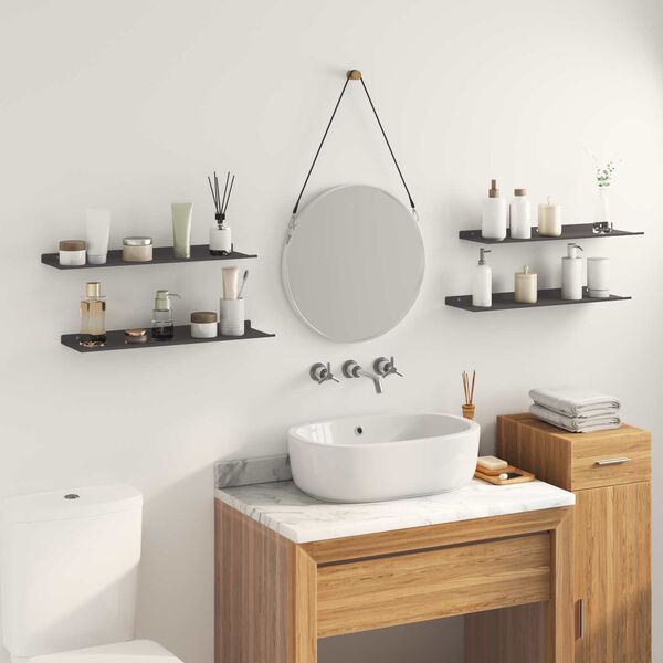 vidaXL Mensola sospesa 4 pcs Nero 60 x 18 x 2,5 cm Acciaio