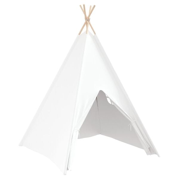 Tenda Teepee Per Bambini 150x120x120 Cm - Grigia E Bianca, Con Fondo, Per Interni Ed Esterni